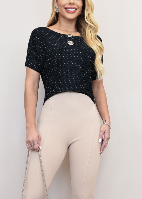 Blusa Aplicação Strass Loose