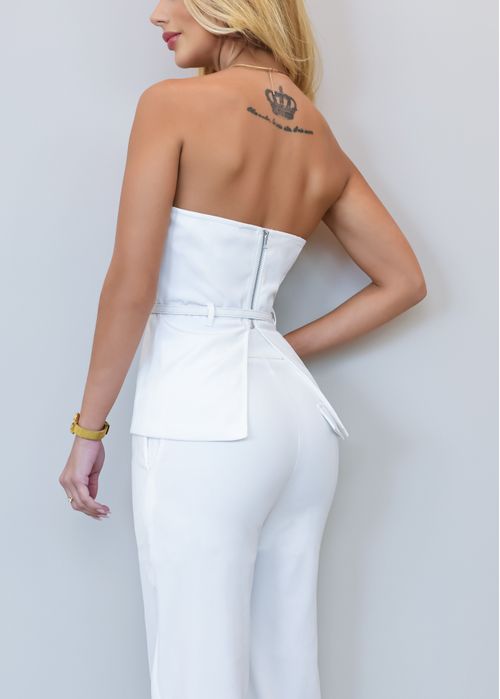 Blusa Strapless Assimétrica C/ Cinto