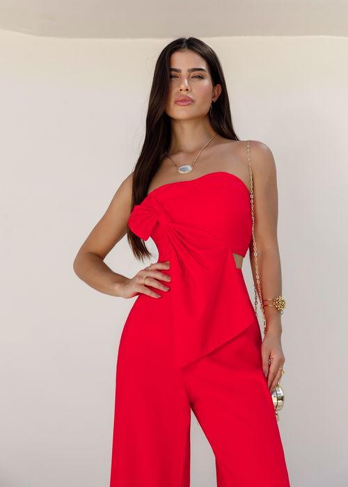 Conjunto Cropped Assimétrico c/ Calça Reta Alfaiataria