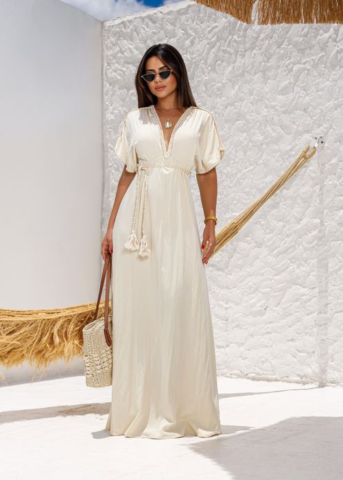Vestido Longo Fenda Loose