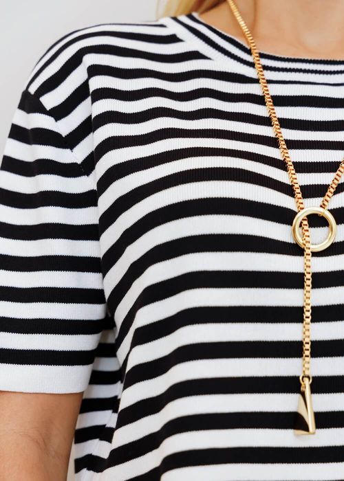 Cropped Oversized Listrado Tricot Modal