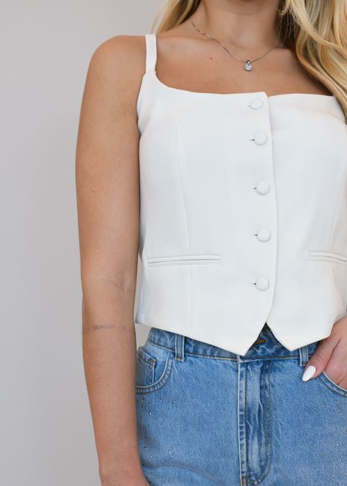 Cropped Colete Alça Fina