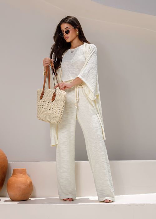 Calça Pantalona Texturizada