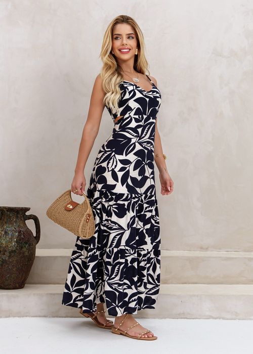 Vestido Longo Shadow Flowers