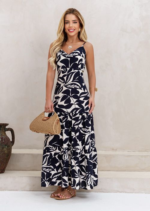 Vestido Longo Shadow Flowers