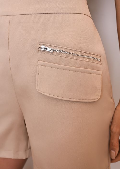 Shorts Cintura Alta Zip Frontal