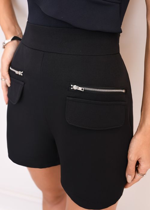 Shorts Cintura Alta Zip Frontal