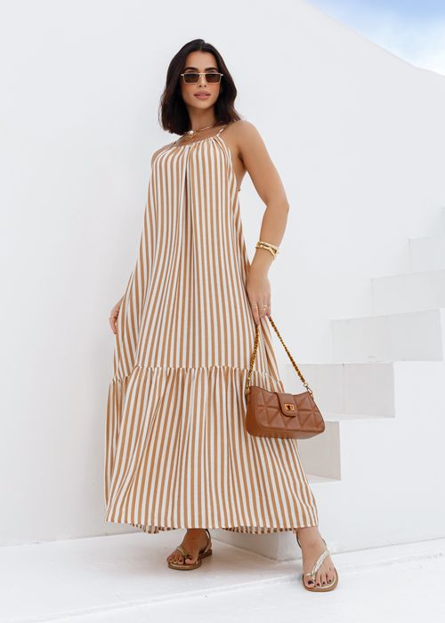 Vestido Midi Amplo Listrado