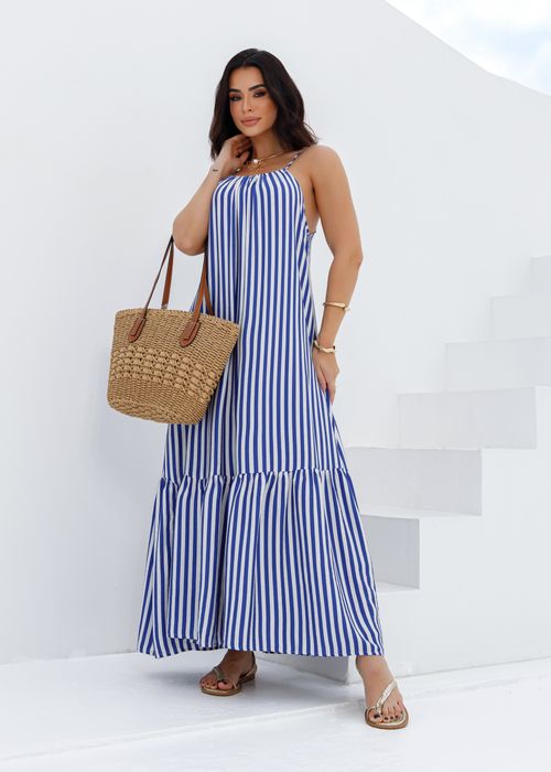 Vestido Midi Amplo Listrado