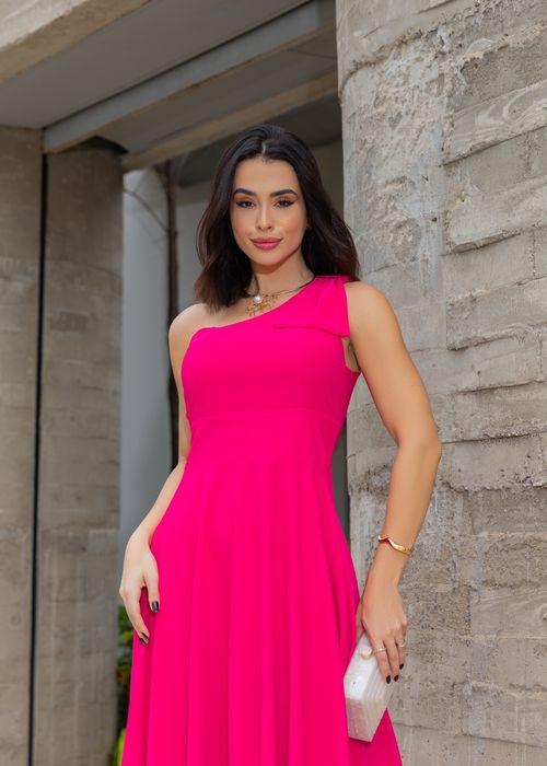 Vestido Midi Nula Manga Laço Liso