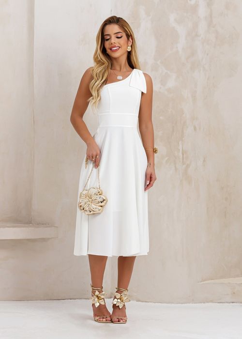 Vestido Midi Nula Manga Laço Liso