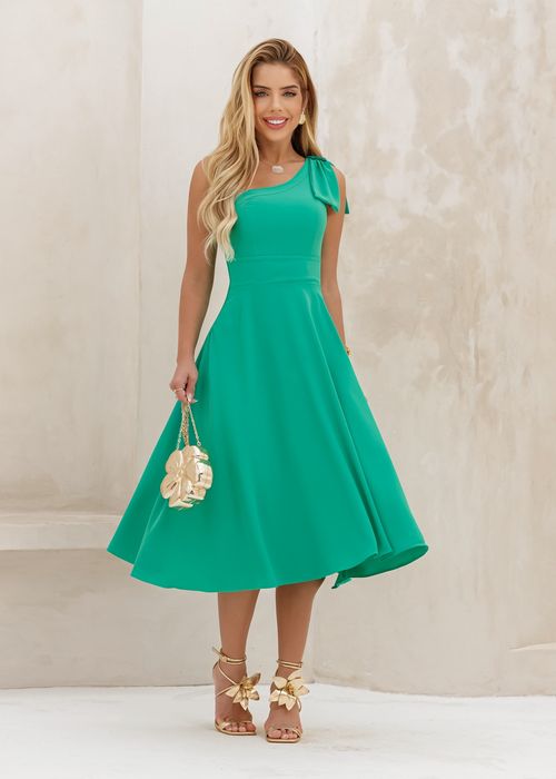 Vestido Midi Nula Manga Laço Liso
