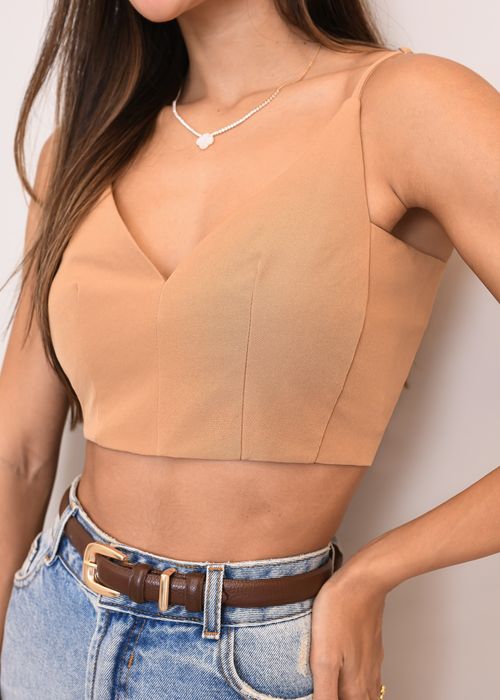 Cropped Alça Fina Decote V Clement