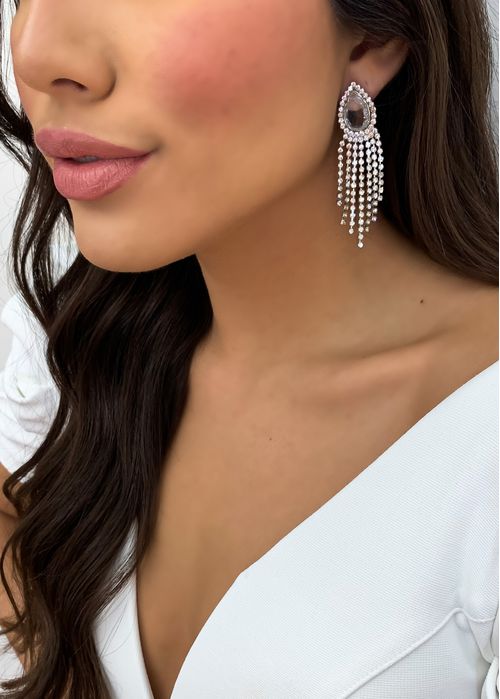 Brinco Gota Strass Fringe
