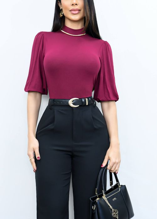 Blusa Gola Alta Manga Balonê