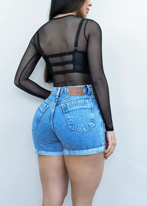 Shorts Cintura Alta Barra Virada