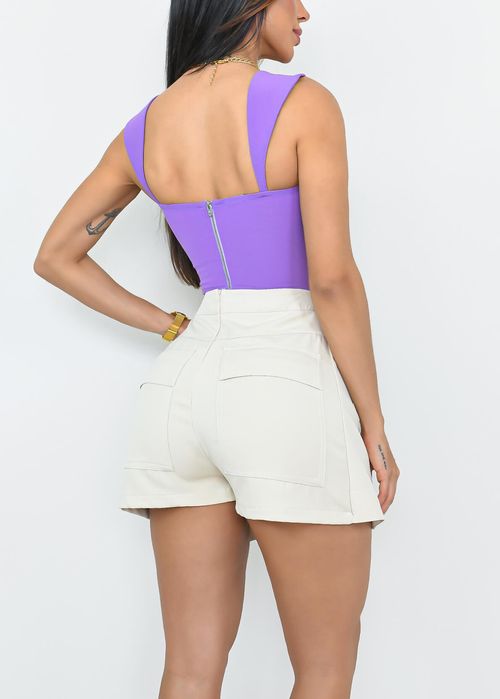 Cropped Corset Alça Larga Ponto Roma