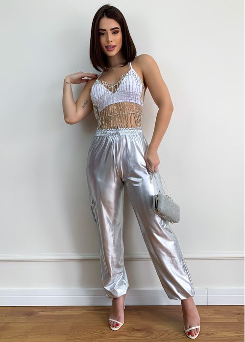 Calça Jogger Cargo Metalizada