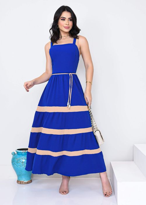 Vestido Longo Alça Bicolor