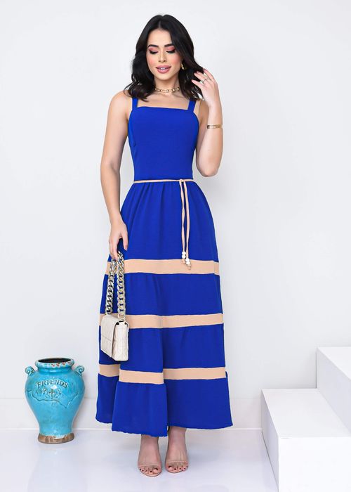 Vestido Longo Alça Bicolor