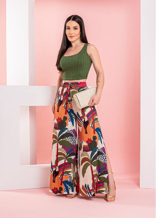 Conjunto Cropped Regata/ Wide Leg Fenda Tucano Summer