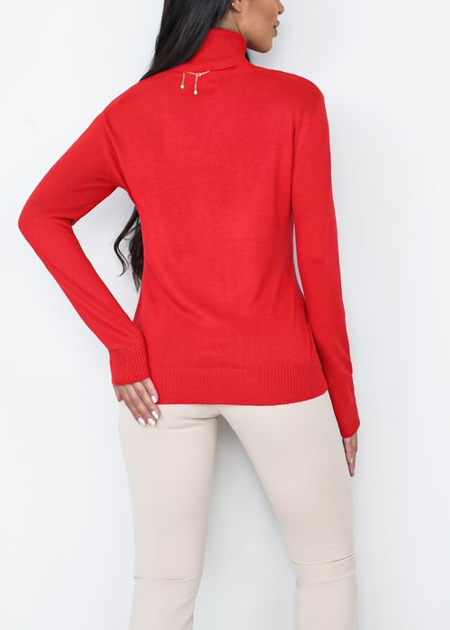 Suéter Tricot Gola Alta Punho Basic