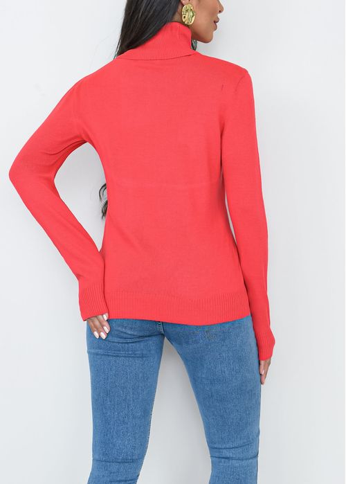 Suéter Tricot Gola Alta Punho Basic