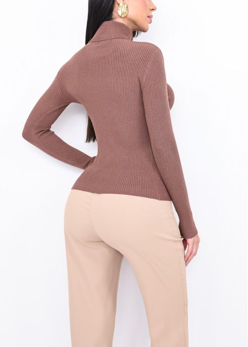 Suéter Tricot Gola Alta Canelado Basic