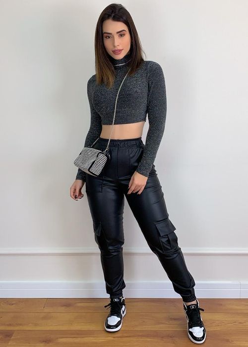 Calça Cargo Bolso Sintética