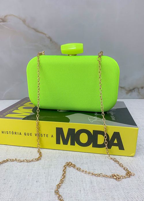 Clutch Linho Neon Color Fecho Pedra