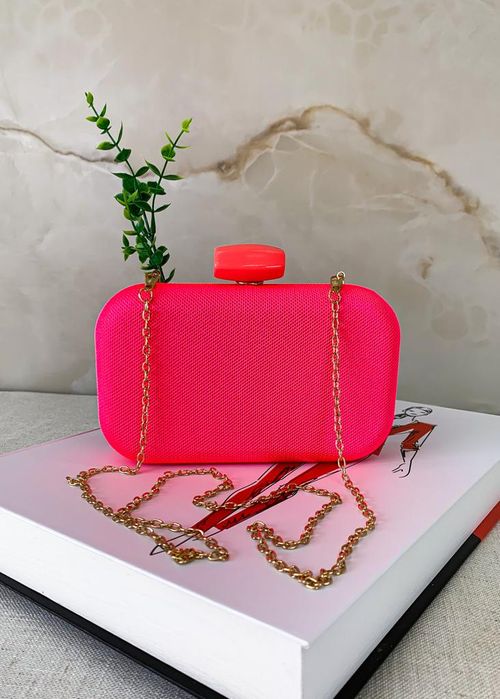 Clutch Linho Neon Color Fecho Pedra