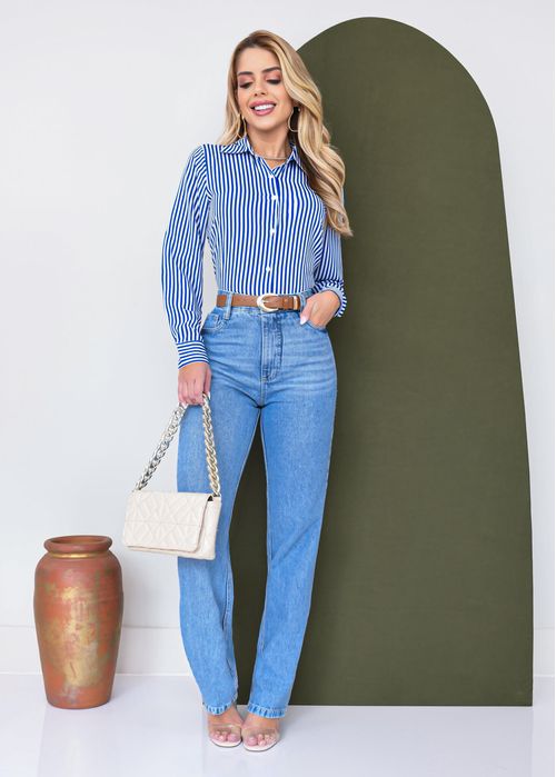 Calça Jeans Reta c/ Puídos
