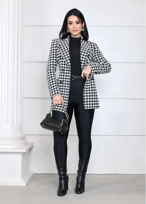 Blazer Buttons Pied Poule