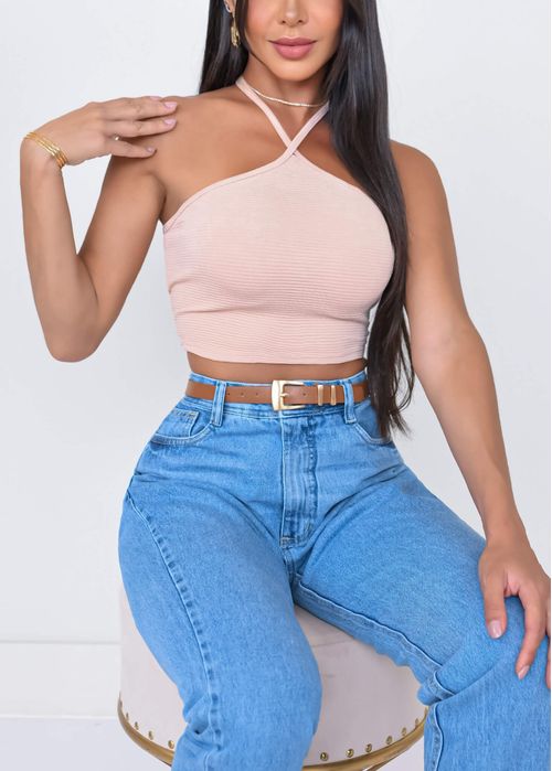 Cropped Texture Canelado Amarração