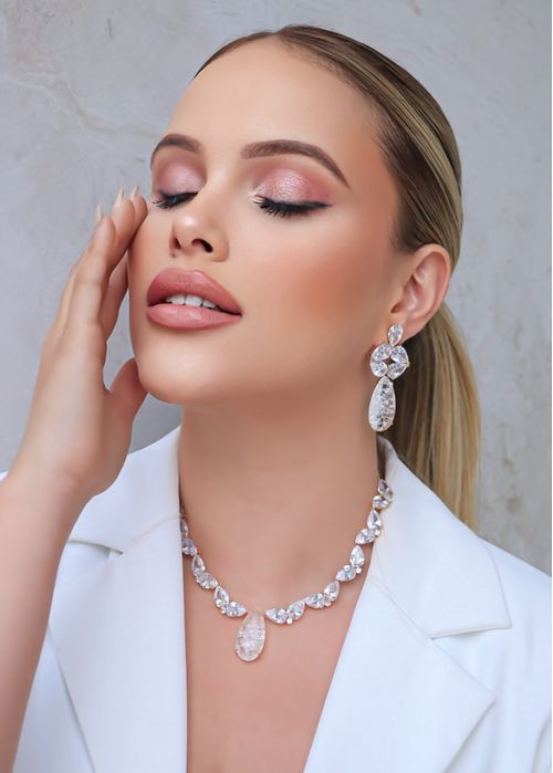 Colar Gota Natural Crystal Semijoia