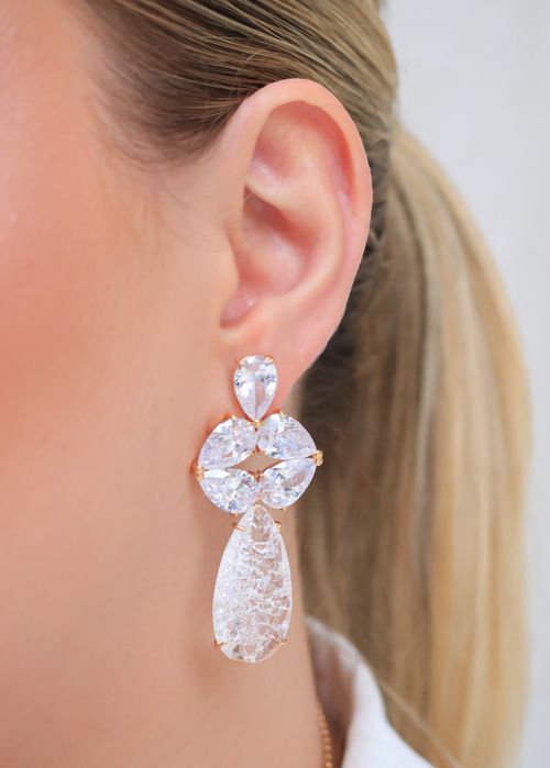 Colar Gota Natural Crystal Semijoia