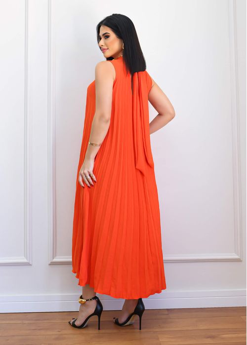 Vestido Midi Mullet Plissado.