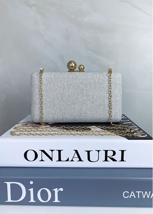 Clutch Tecido Texturizado Fecho Metal Esfera