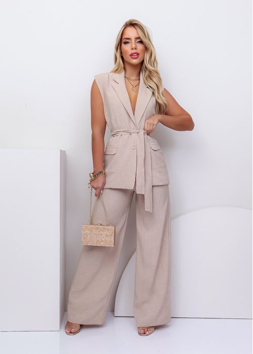 Calça Wide Leg Linho