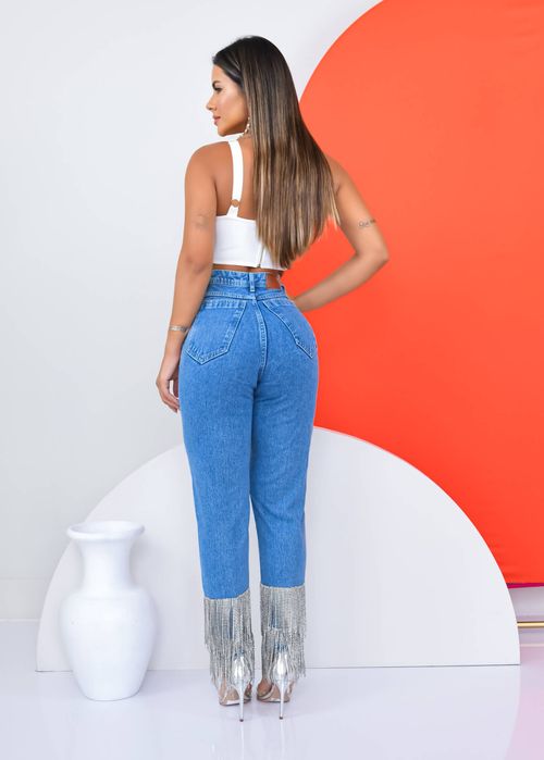 Calça Jeans Barra Fringe