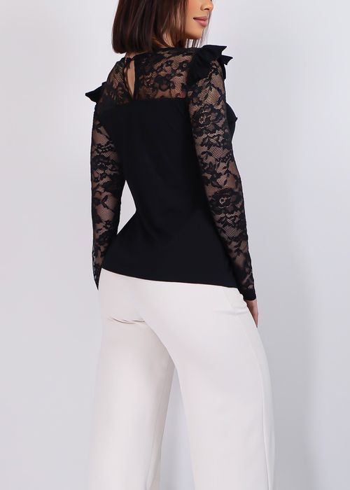 Blusa Manga Longa Renda Floral
