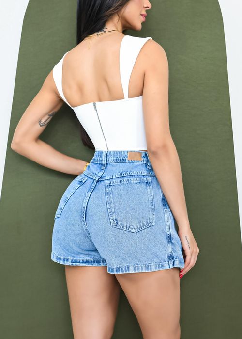 Cropped Corset Alça Larga Ponto Roma