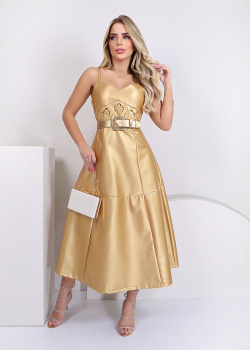 Vestido Alcinha Midi Sintético