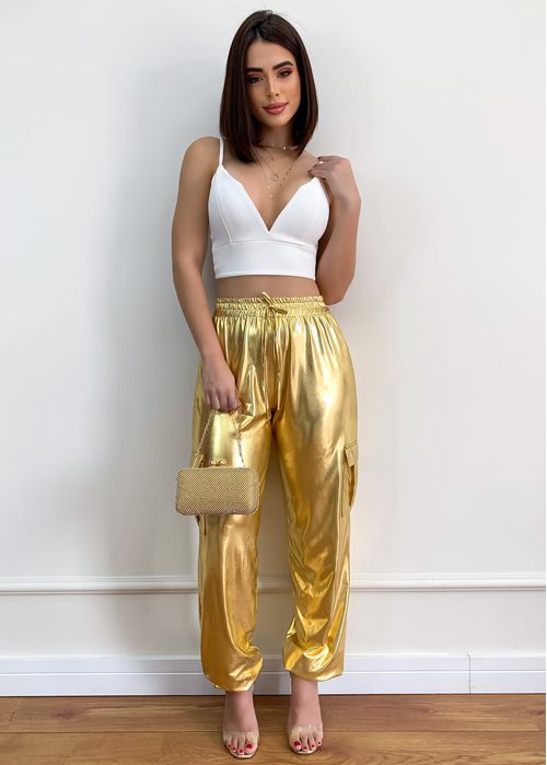 Calça Jogger Cargo Metalizada