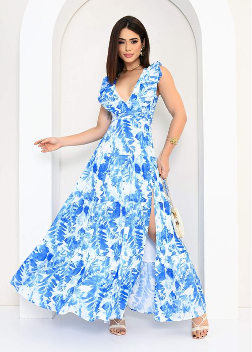 Vestido Longo Fenda Flowing