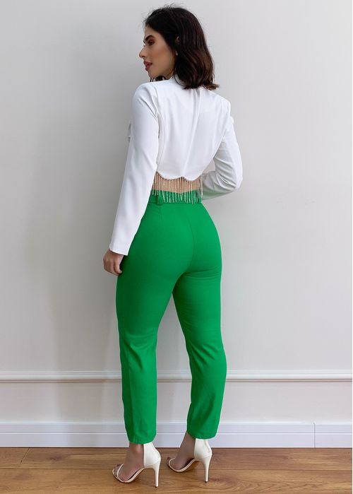 Calça Social Linho c/ Cinto Elástico Medalhas