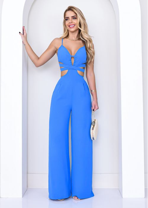 Macacão Longo Alça Fina Recortes