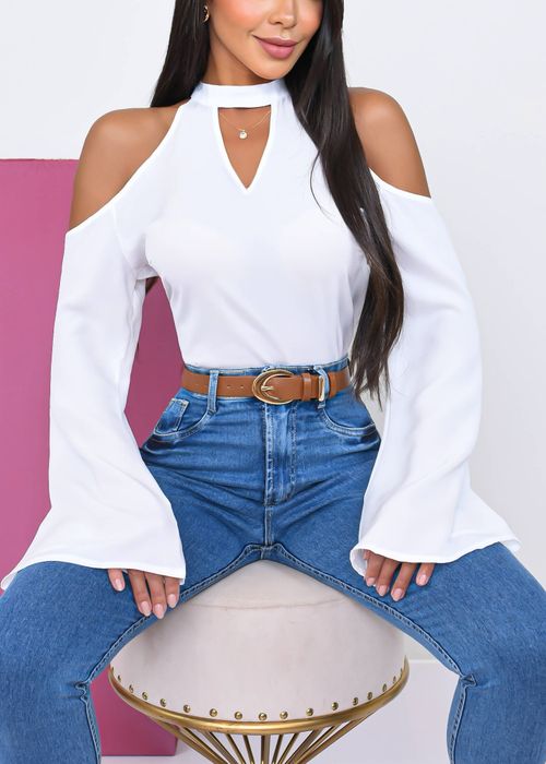 Blusa Manga Flare c/ Ombro Caido