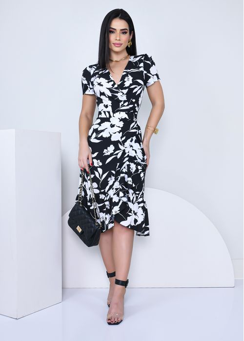 Vestido Manga Curta Transpassado Duchy