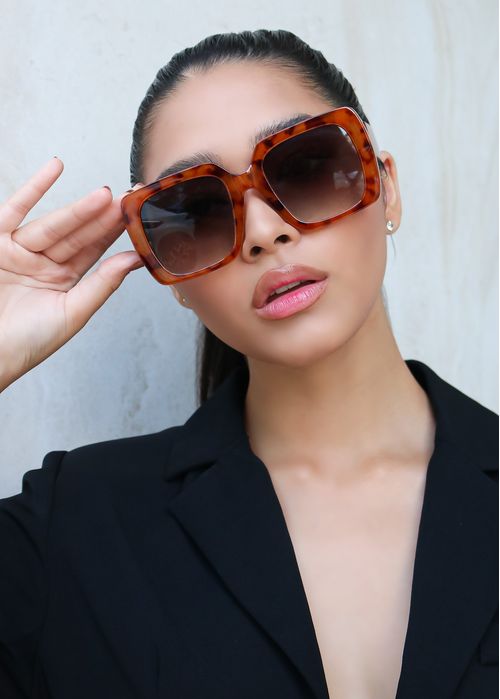 Óculos de Sol Quadrado Animal Print